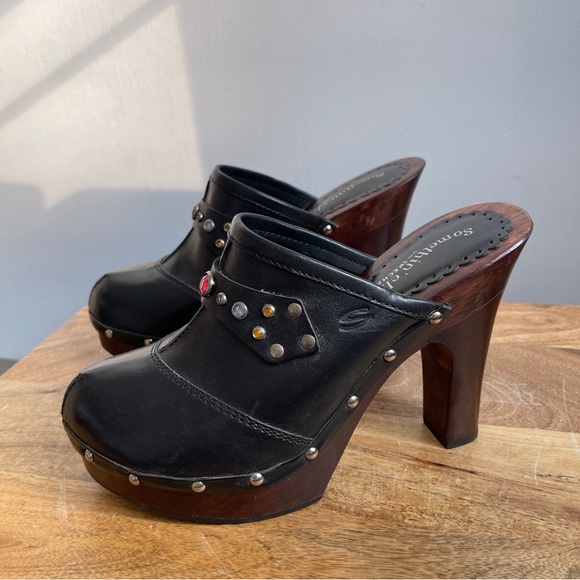 Vintage Somethin’ Else By Sketchers Wooden Clog Heels - Picture 5 of 11